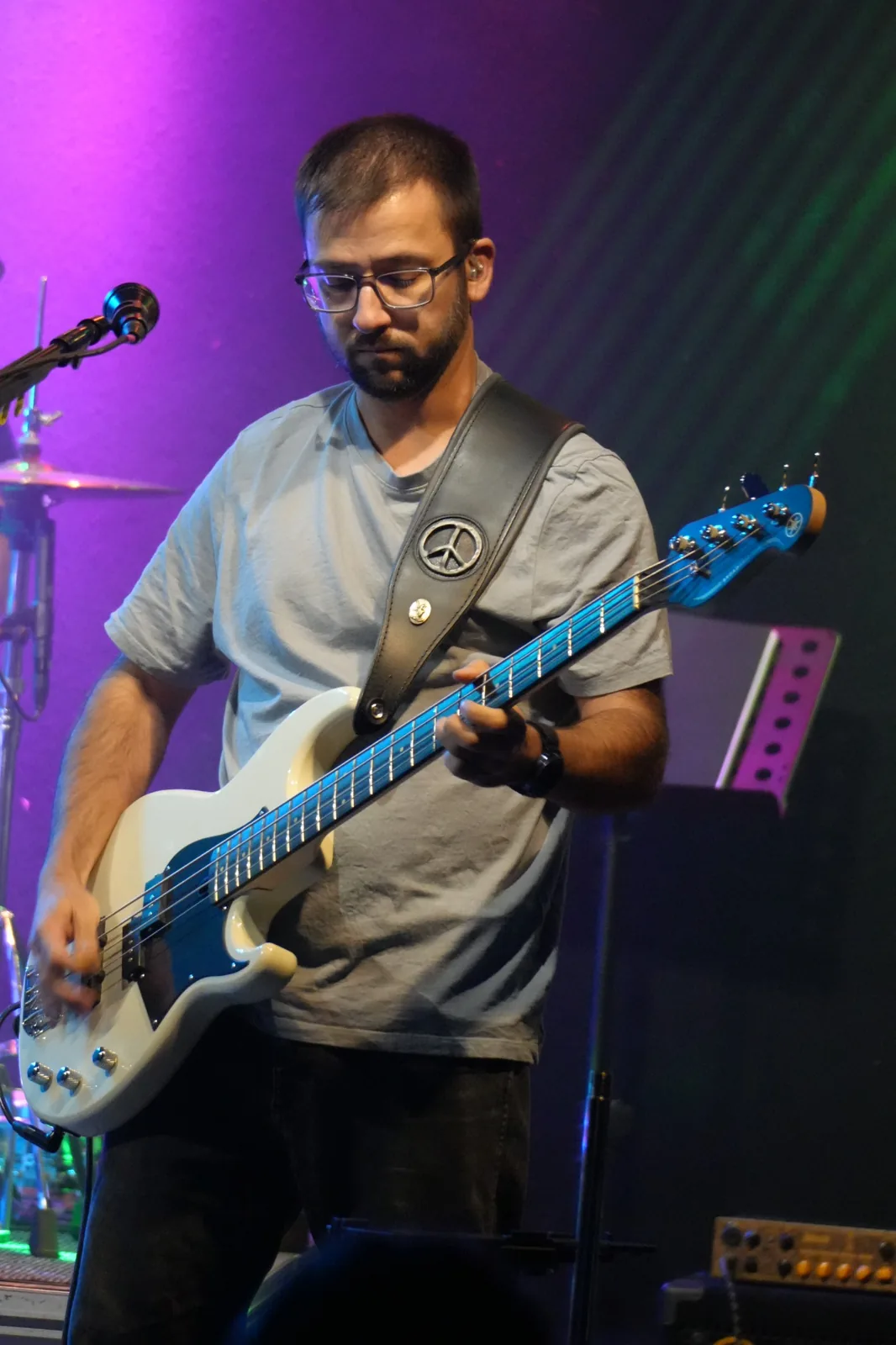 Bassist von Malmedy Hill bei einem Live-Auftritt